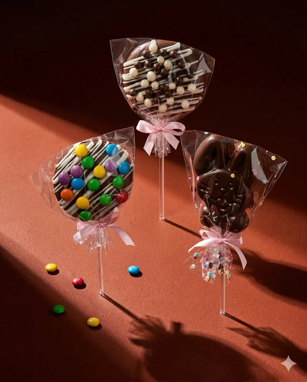 Pirulitos de chocolate decorados